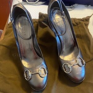 Gucci Metallic Silver Heels